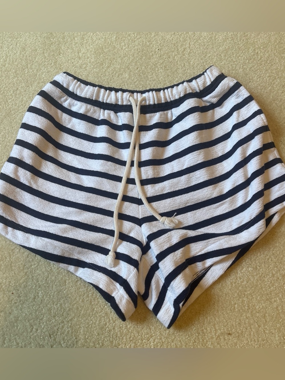 Aerie Navy and White Striped Drawstring Shorts